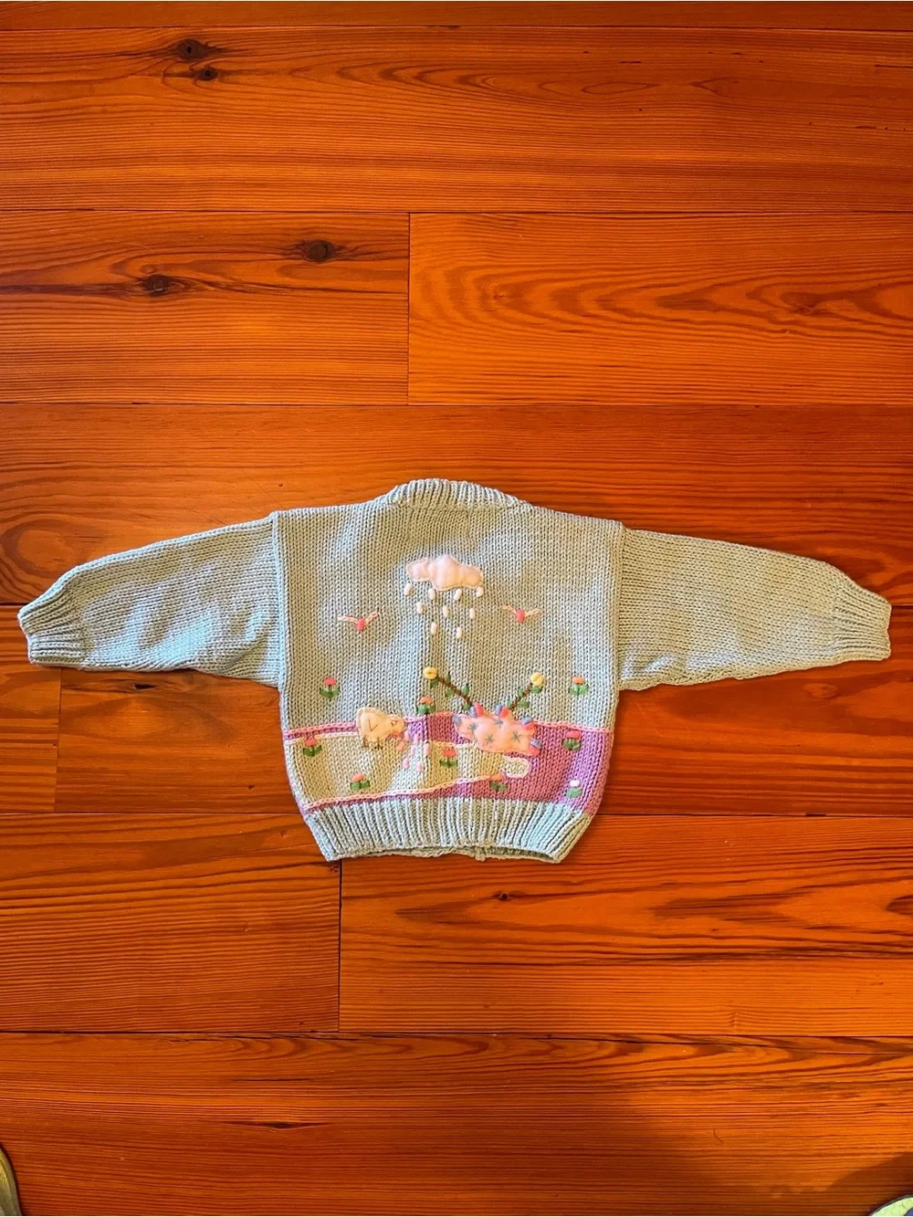 Charleston’s Handmade Embroidered Peruvian Turquoise Girls Baby Sweater